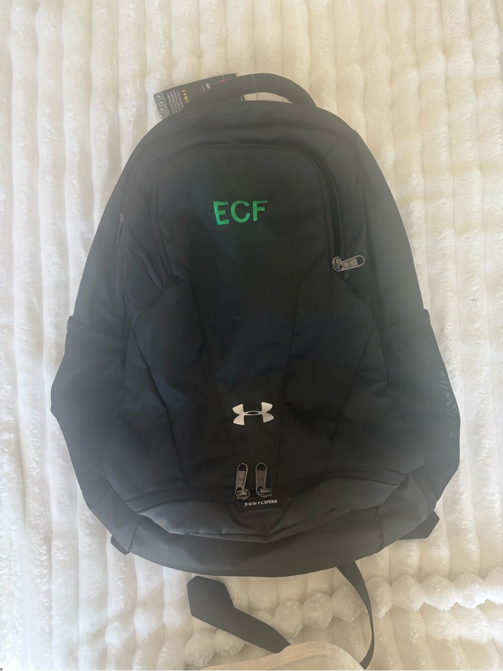 Under Armour Black Backpack with Green ECF Embroidery
